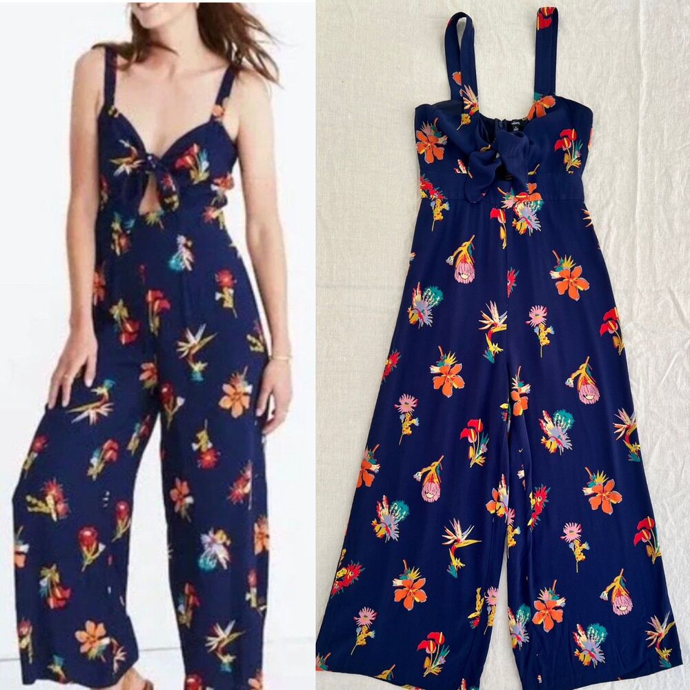 Madewell Navy Plumeria Cutout Jumpsuit Bird of Paradise Size 4 / Resort Wear